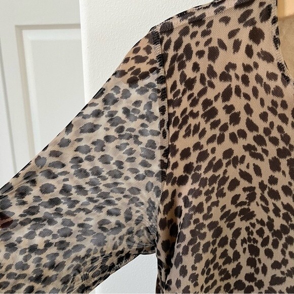 REFORMATION Tomas  Long Sleeve Mini Dress in Brown Cheetah L NWOT - Picture 7 of 15